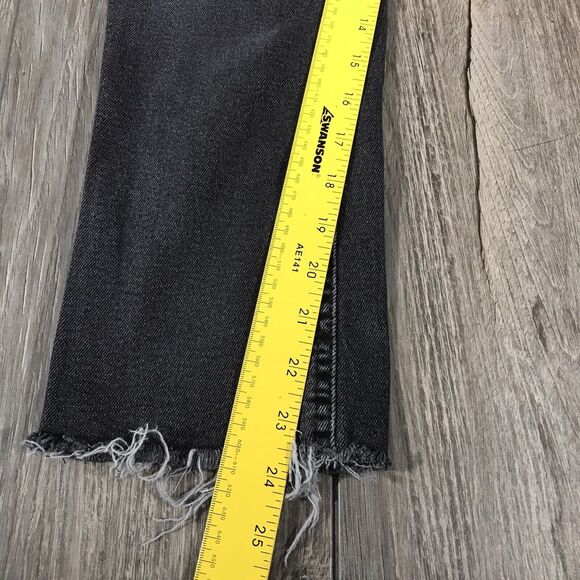 BDG Womens Jeans Black Denim Crop Kick Straight Stretch Raw Hem Med Wash Sz 26 - Picture 10 of 12
